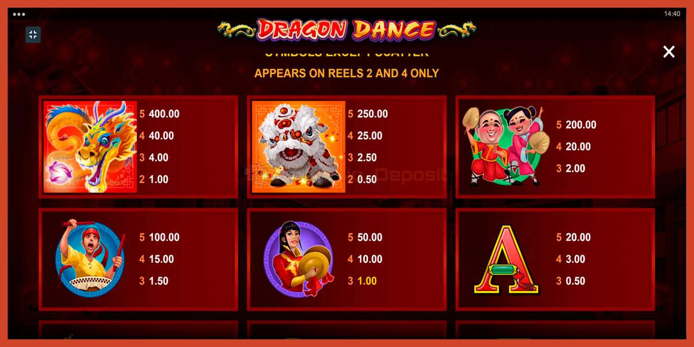 Slot screenshot: Dragon Dance no deposit, number - 6