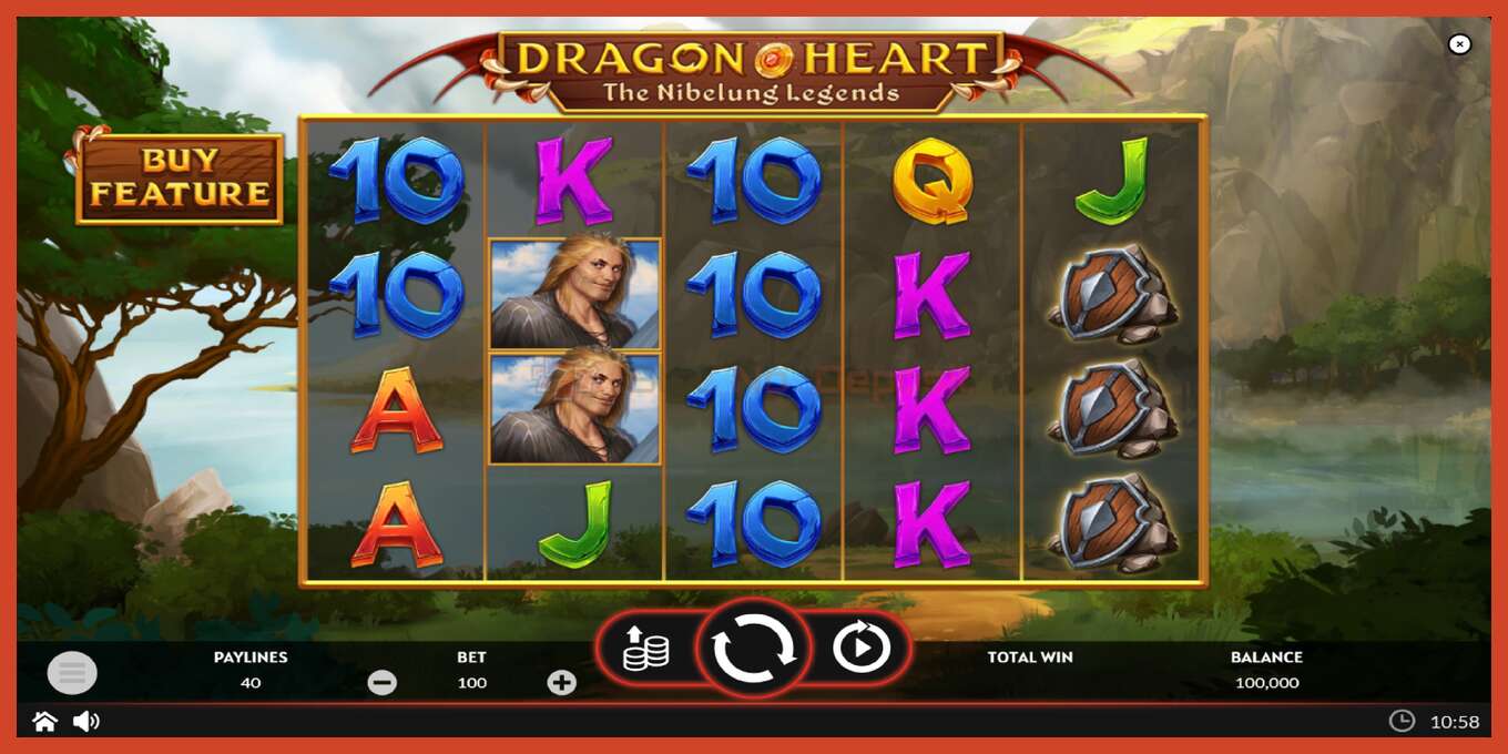 Slot skærmbillede: Dragon Heart intet depositum, antal - 2