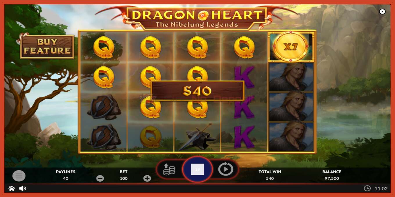 Slot skærmbillede: Dragon Heart intet depositum, antal - 3