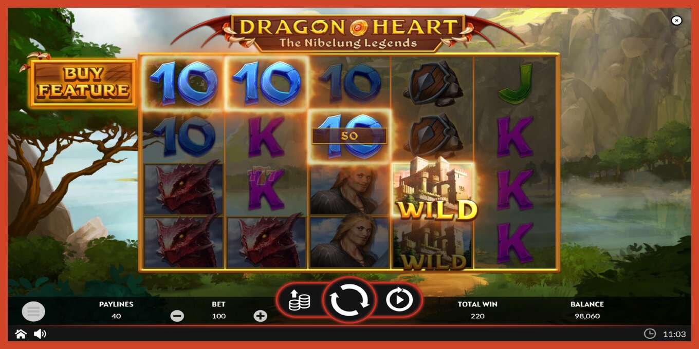 Slot skærmbillede: Dragon Heart intet depositum, antal - 4