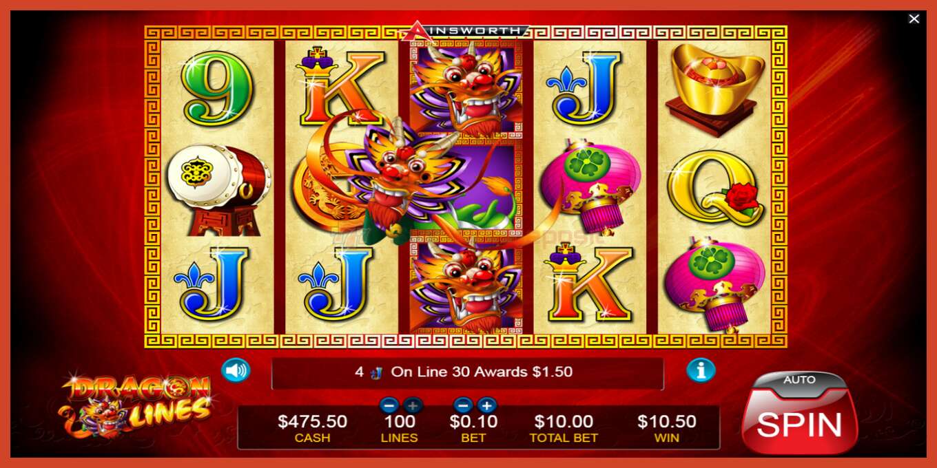 Slot screenshot: Dragon Lines no deposit, number - 4