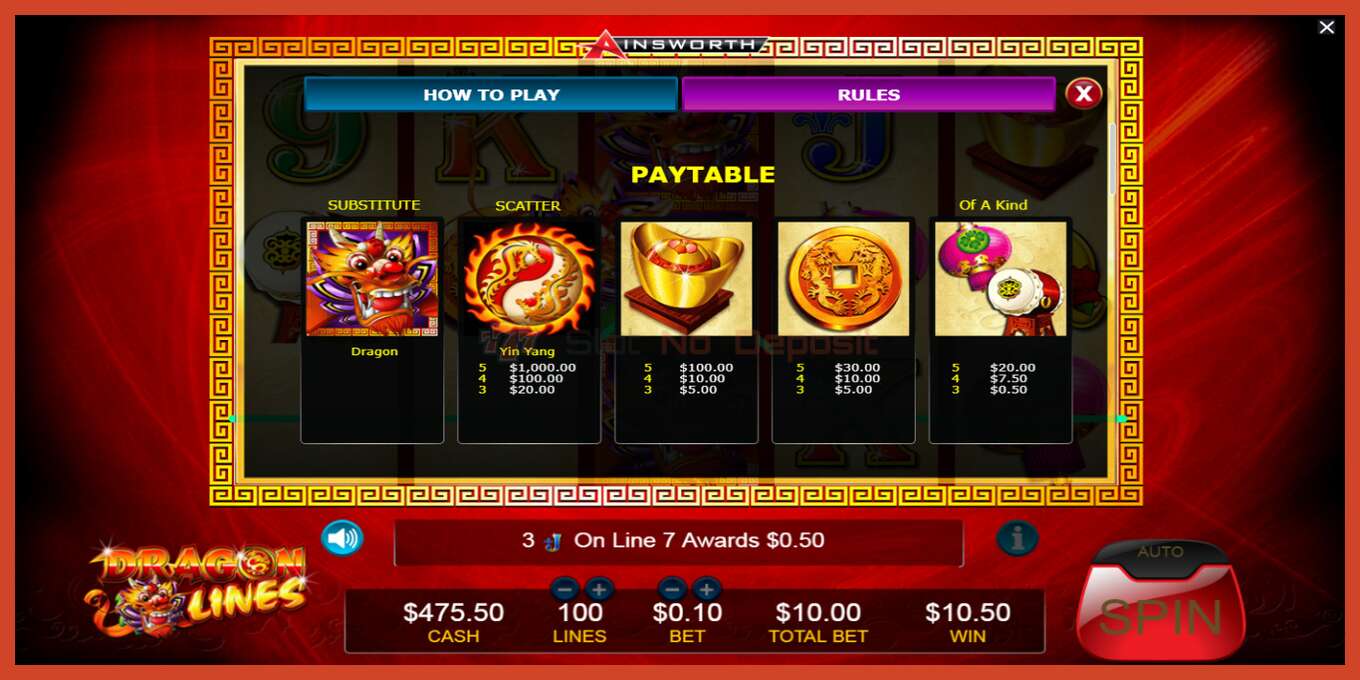 Slot screenshot: Dragon Lines no deposit, number - 6