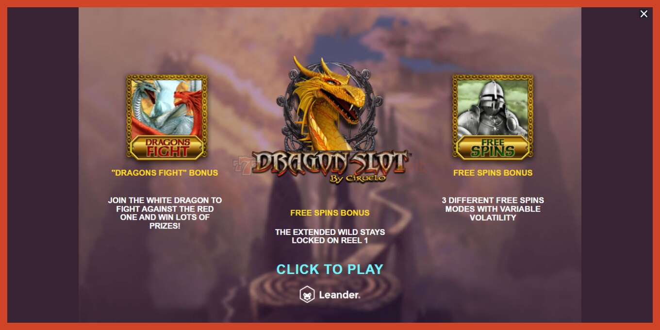 Slot screenshot: Dragon Slot no deposit, number - 1