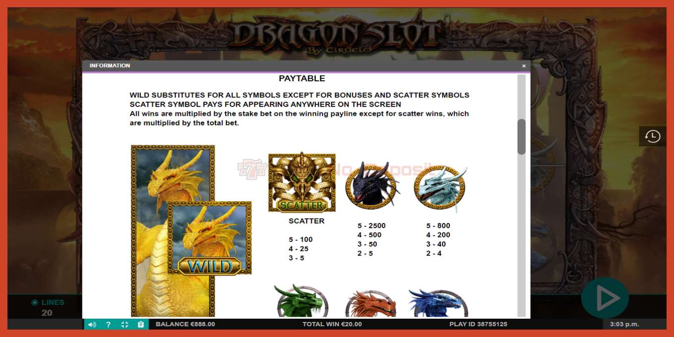 Slot screenshot: Dragon Slot no deposit, number - 5