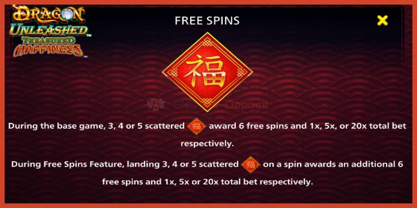 Slot screenshot: Dragon Unleashed Treasured Happiness no deposit, number - 5