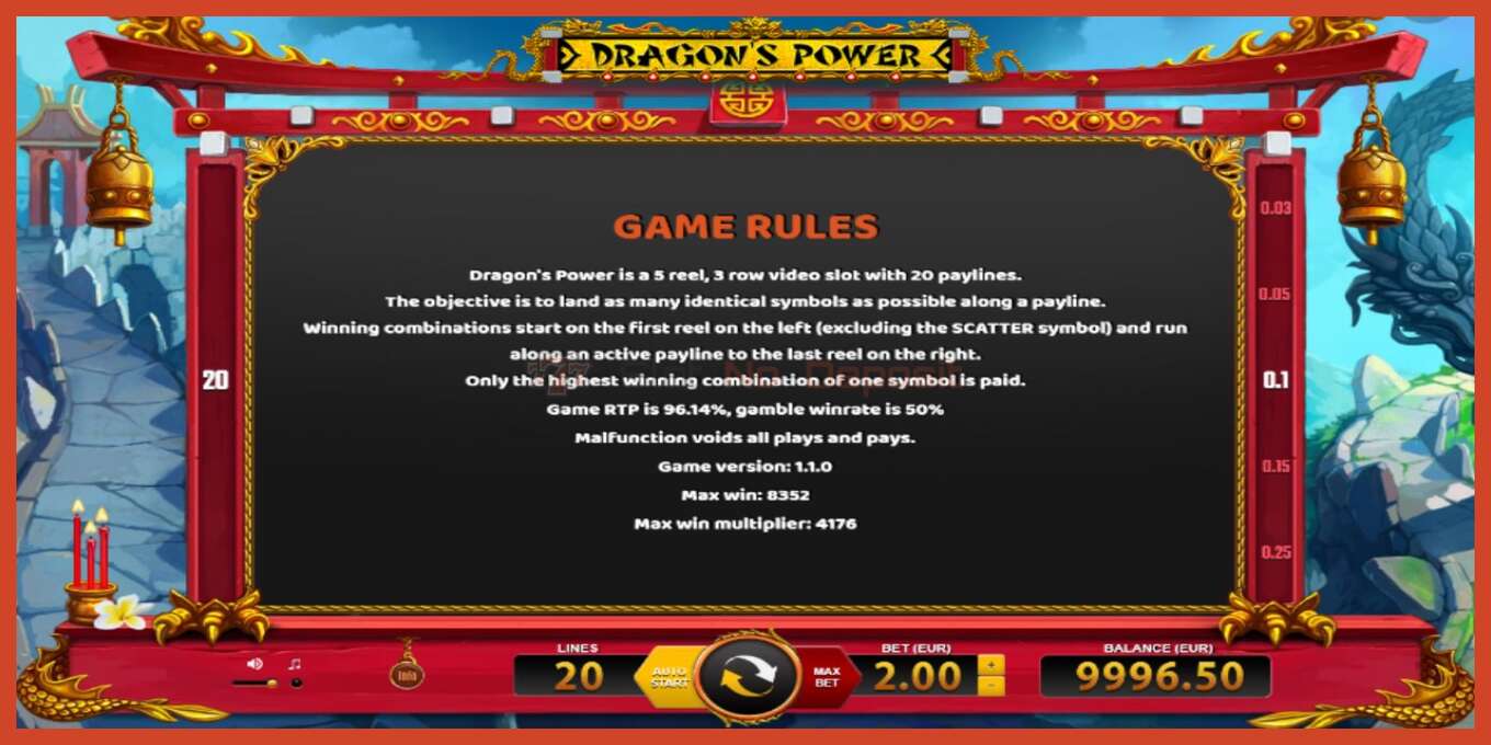 Slot screenshot: Dragons Power no deposit, number - 5