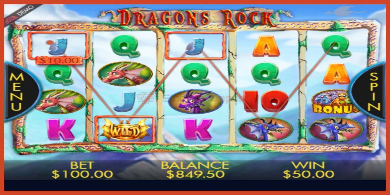 Slot screenshot: Dragons Rock no deposit, number - 3