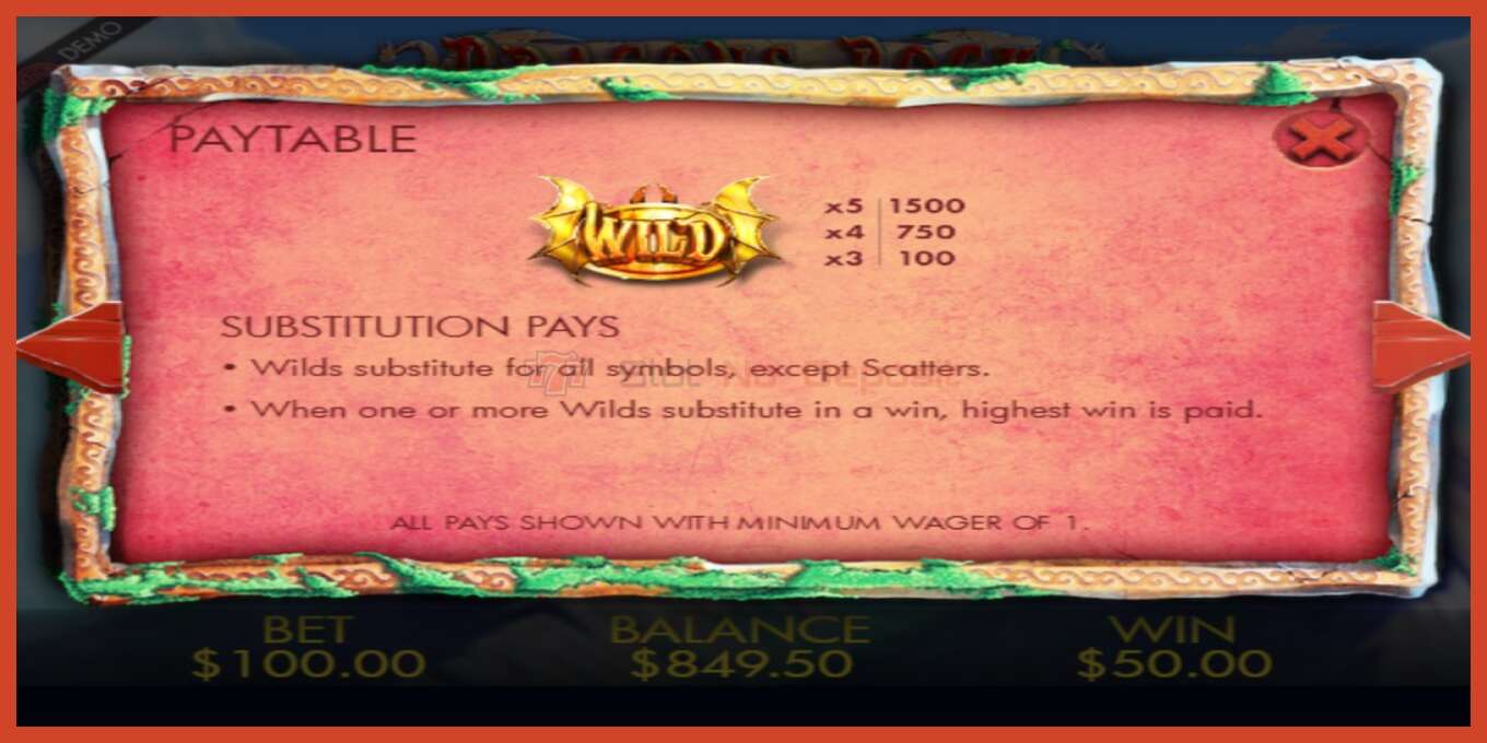 Slot screenshot: Dragons Rock no deposit, number - 6