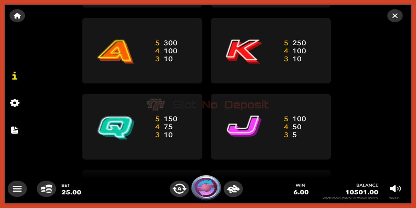 Captura de pantalla do slot: Dreamshock: Jackpot X sen depósito, número - 6