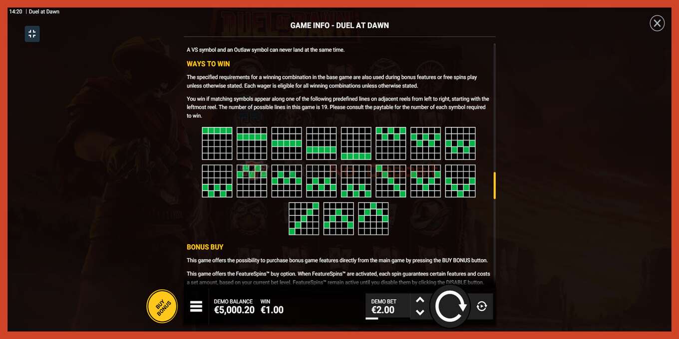 Slot screenshot: Duel at Dawn no deposit, number - 7