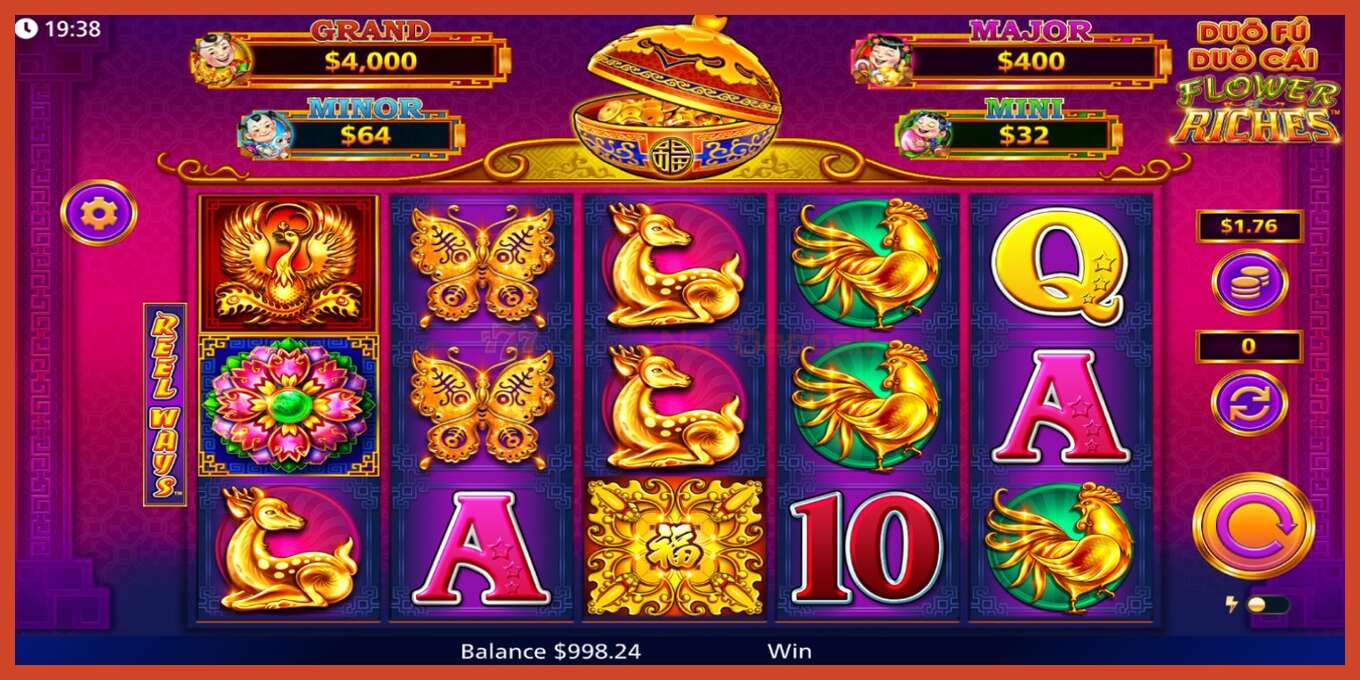 Slot screenshot: Duo Fu Duo Cai Flower Riches no deposit, number - 2