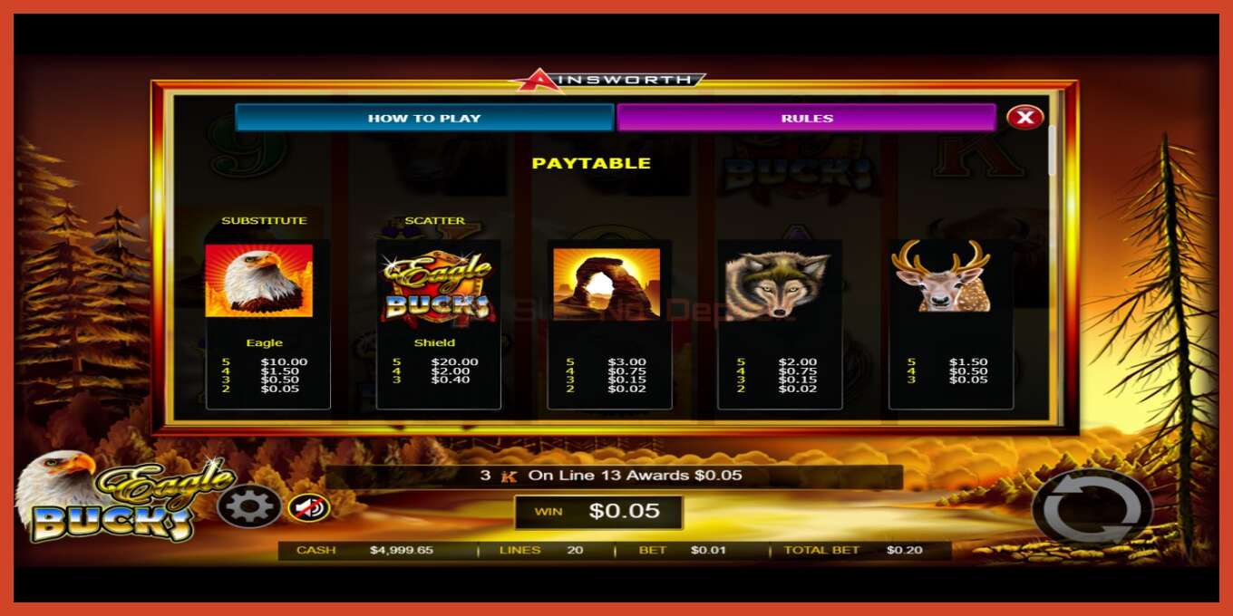 Slot screenshot: Eagle Bucks no deposit, number - 3