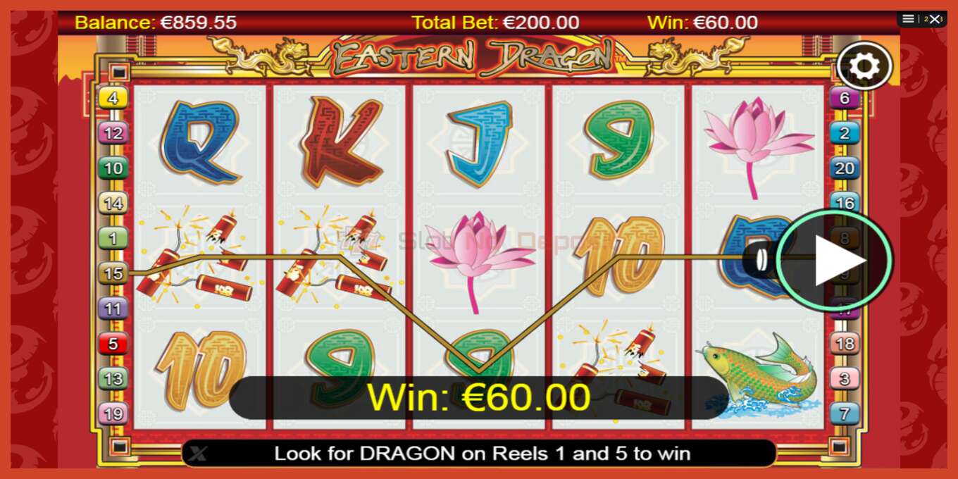 Slot screenshot: Eastern Dragon no deposit, number - 4