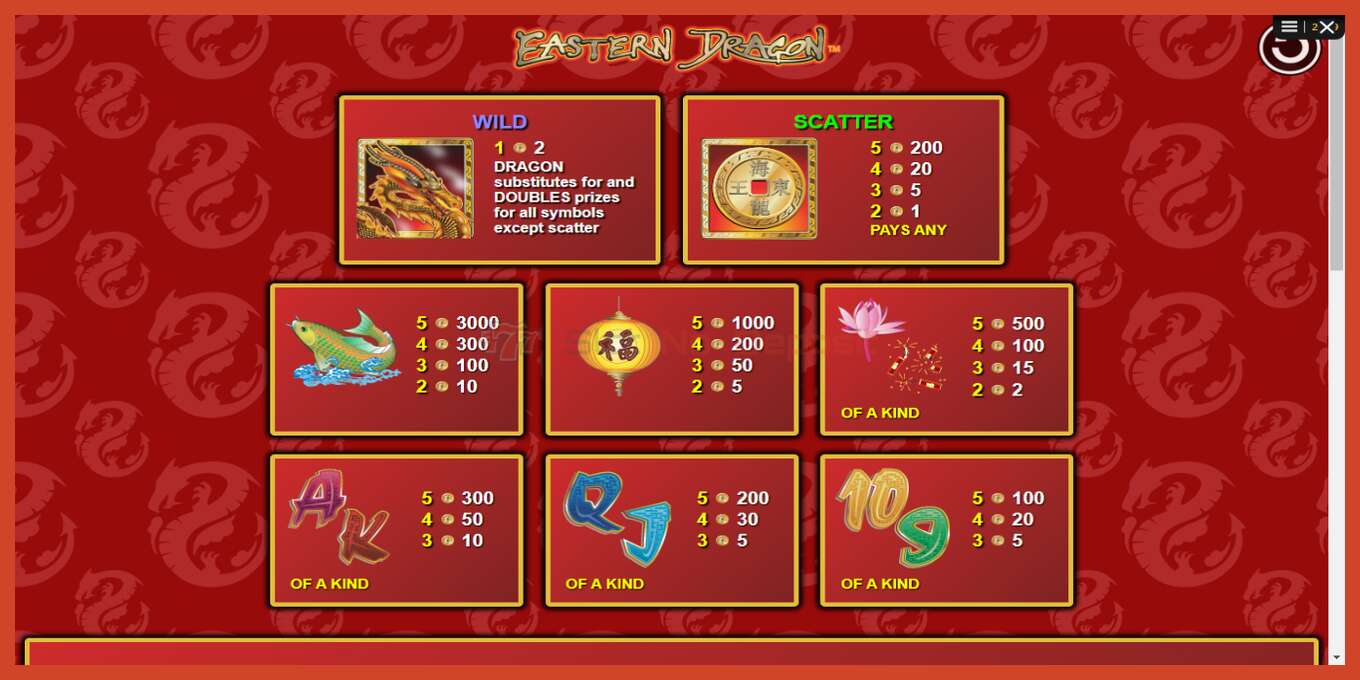 Slot screenshot: Eastern Dragon no deposit, number - 5