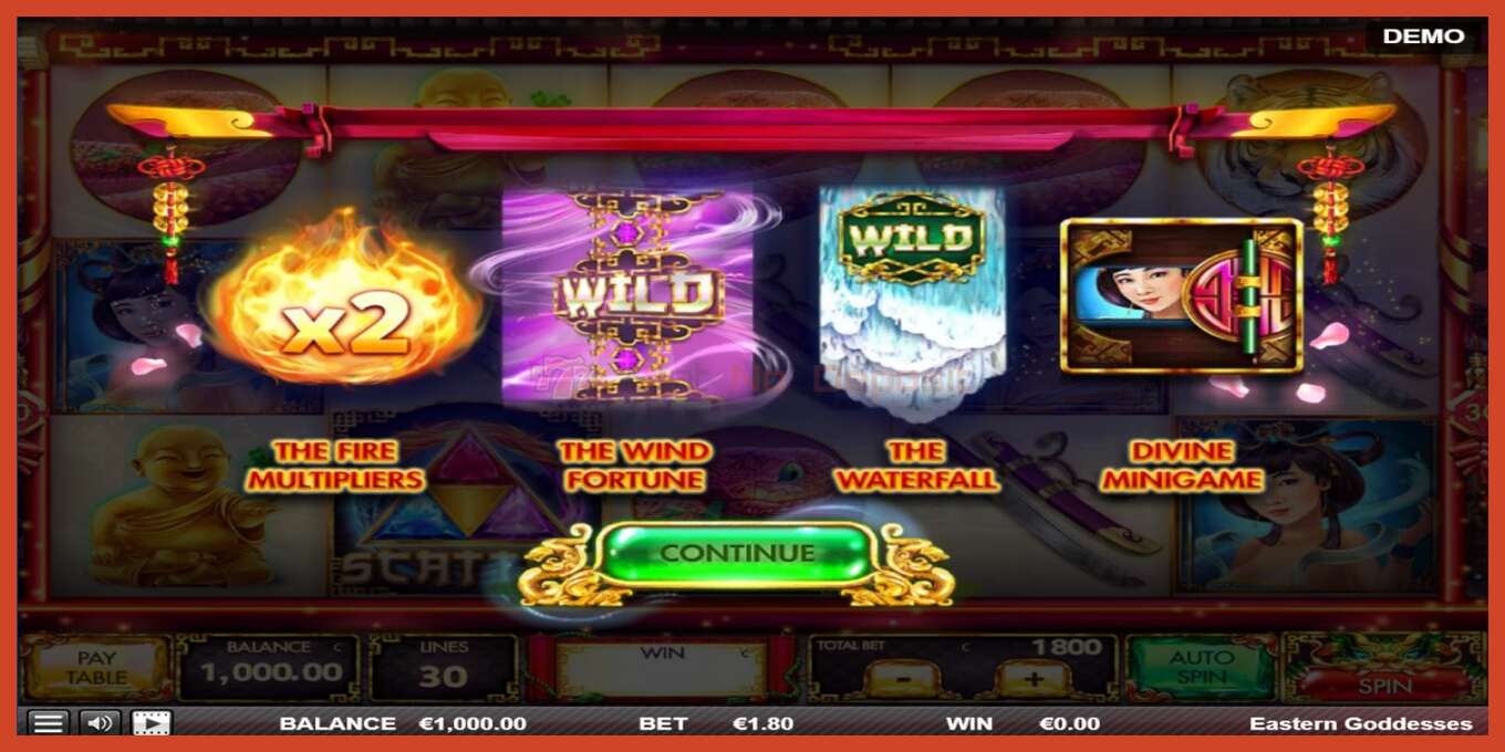 Slot screenshot: Eastern Goddesses no deposit, number - 1