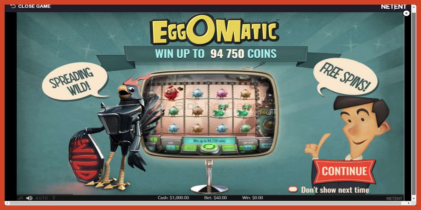 Slot screenshot: EggOMatic no deposit, number - 1