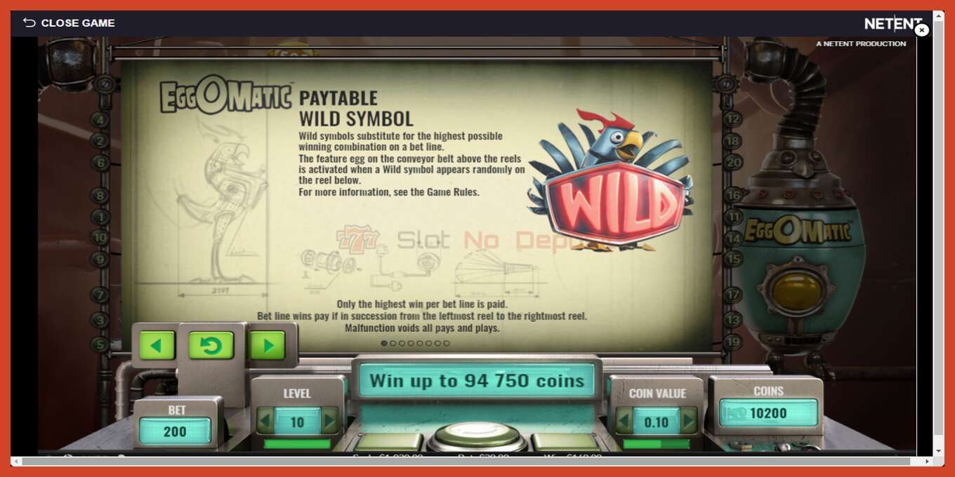 Slot screenshot: EggOMatic no deposit, number - 5