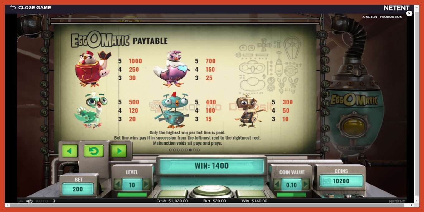 Slot screenshot: EggOMatic no deposit, number - 6