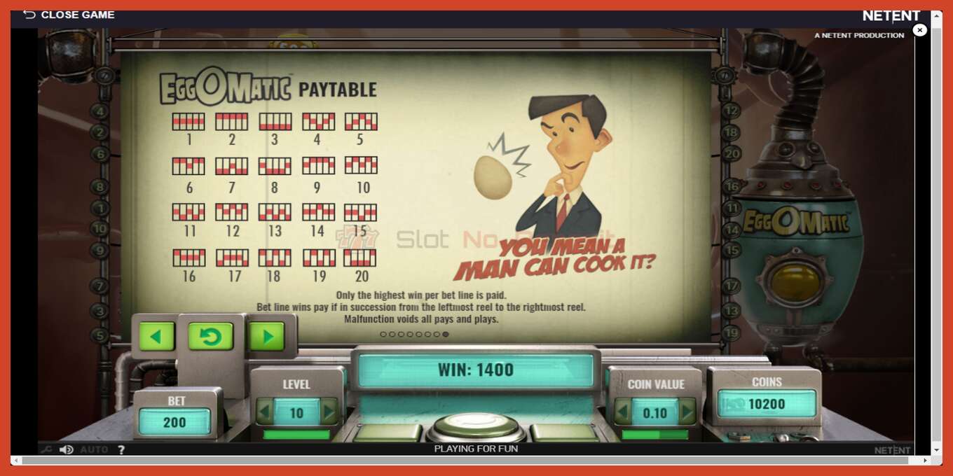 Slot screenshot: EggOMatic no deposit, number - 7