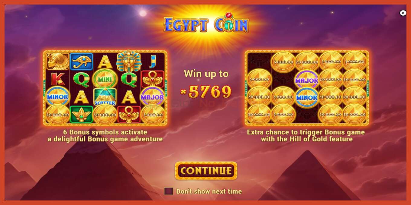 Slot screenshot: Egypt Coin no deposit, number - 1