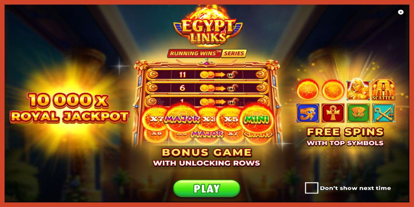 ສະລັອດຕິງ screenshot: Egypt Links: Running Wins ບໍ່ມີເງິນຝາກ, ເລກ - 1