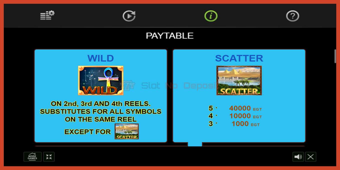 Slot screenshot: Egypt Sky no deposit, number - 5