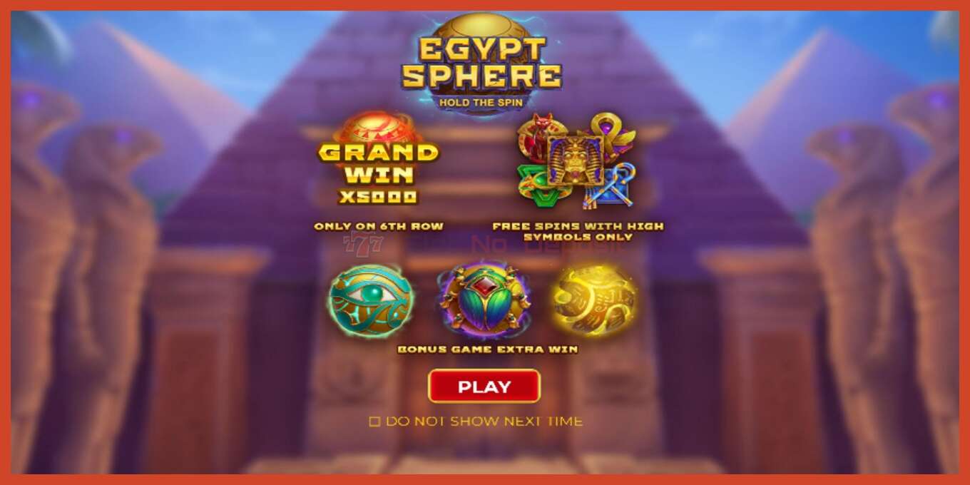 Скріншот слоту: Egypt Sphere без депозиту, номер - 1