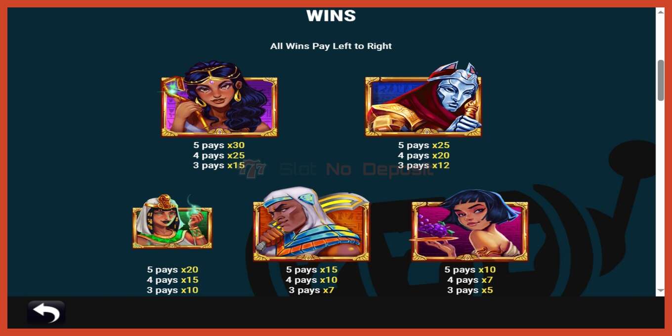 Slot screenshot: Egyptian Mystery no deposit, number - 4