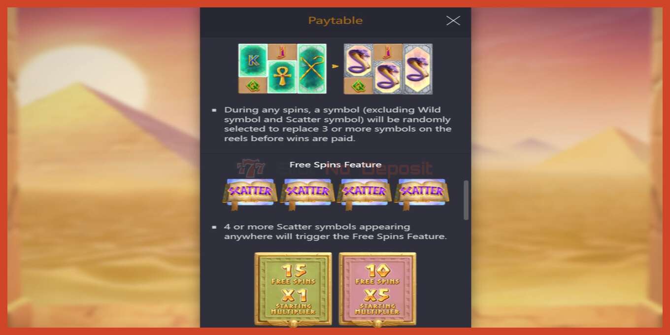 Slot screenshot: Egypts Book of Mystery no deposit, number - 6