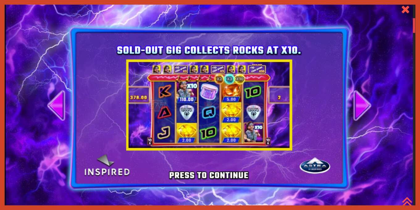 Slot screenshot: Electric Rocks no deposit, number - 1