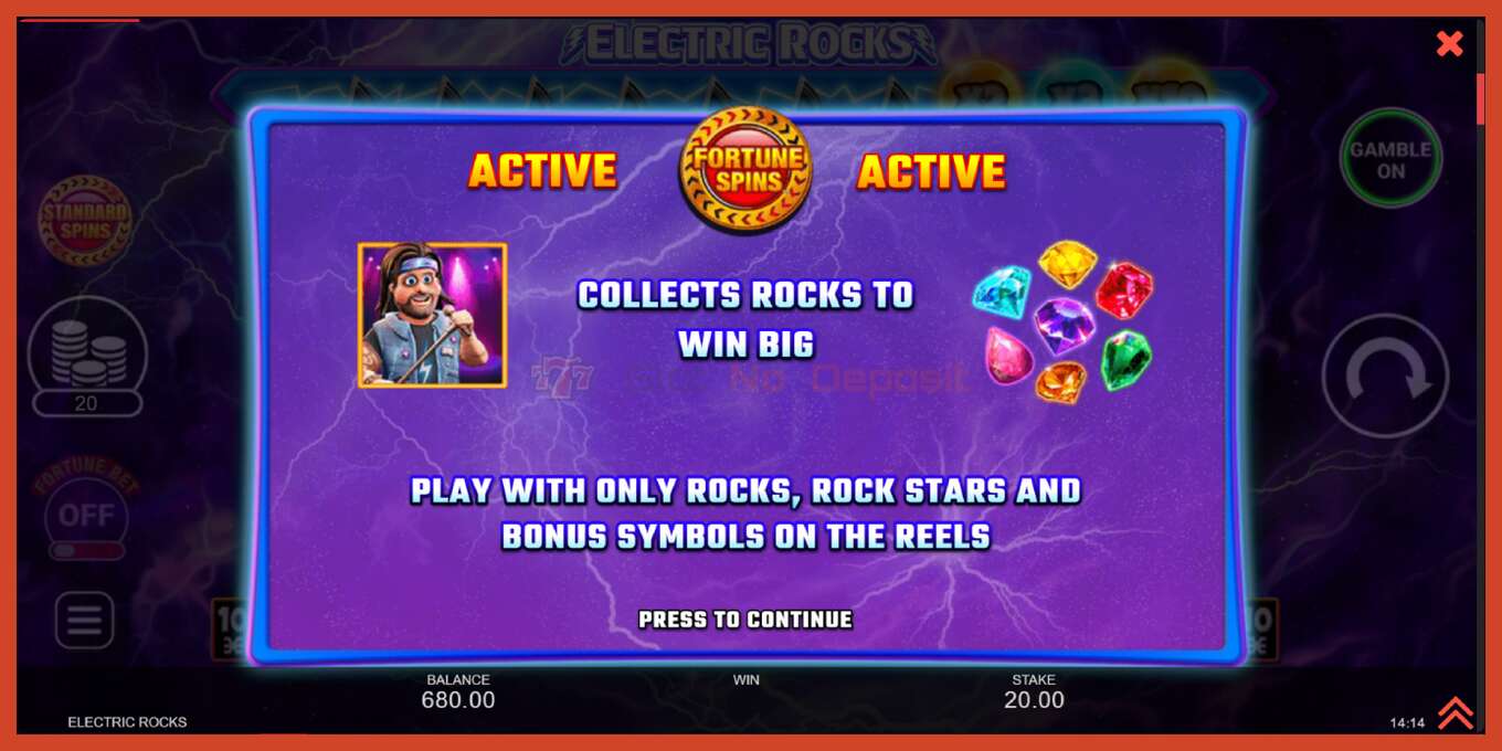 Slot screenshot: Electric Rocks no deposit, number - 4