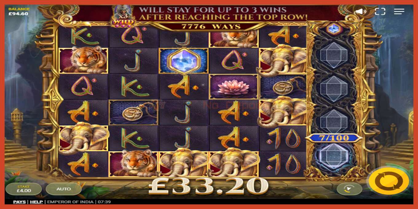 Slot screenshot: Emperor of India no deposit, number - 3