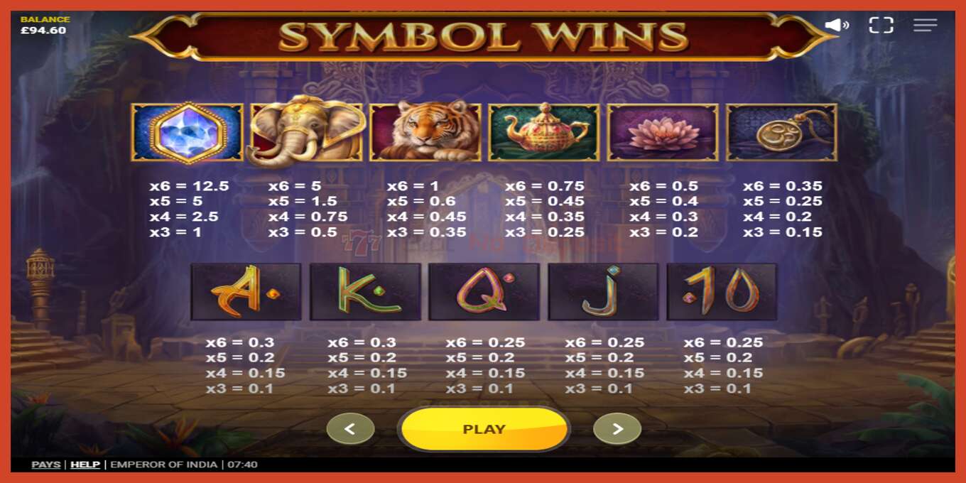 Slot screenshot: Emperor of India no deposit, number - 4