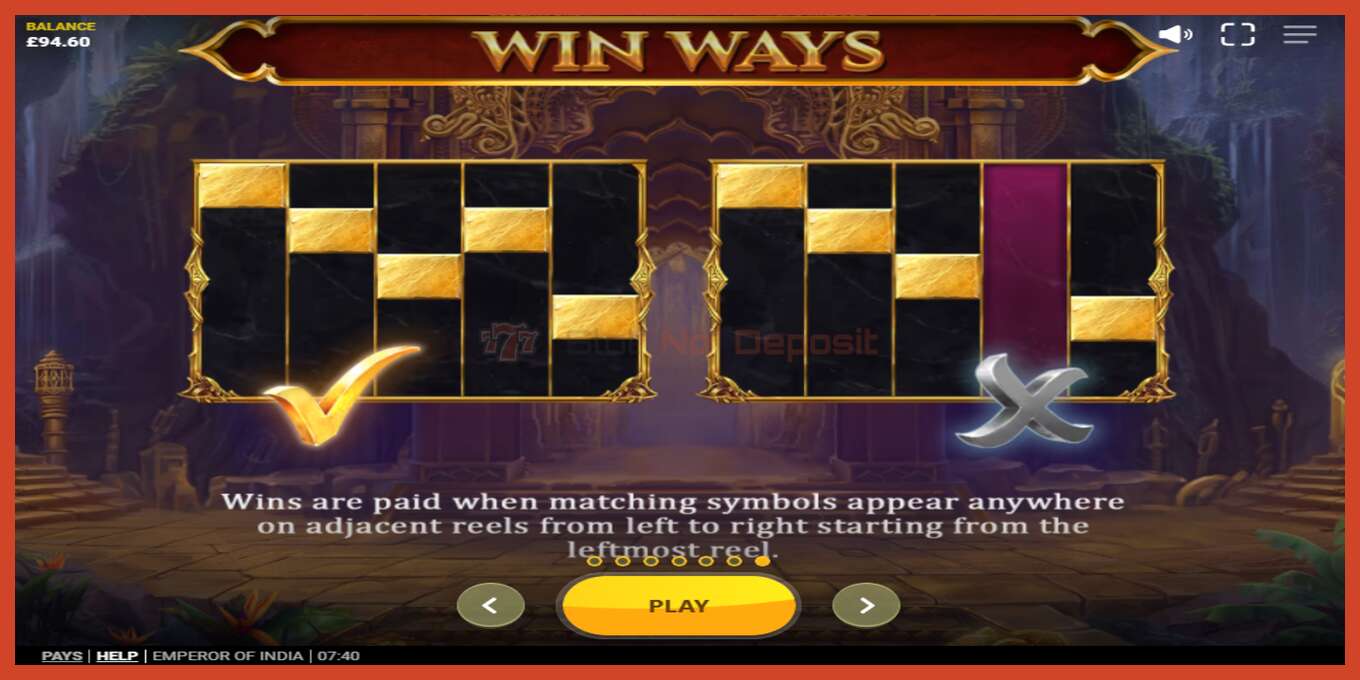 Slot screenshot: Emperor of India no deposit, number - 5