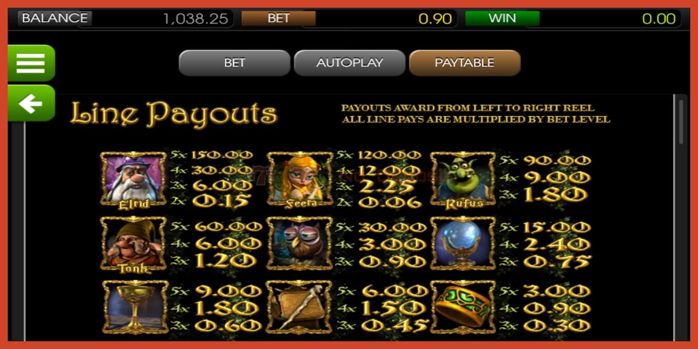 Slot screenshot: Enchanted no deposit, number - 3