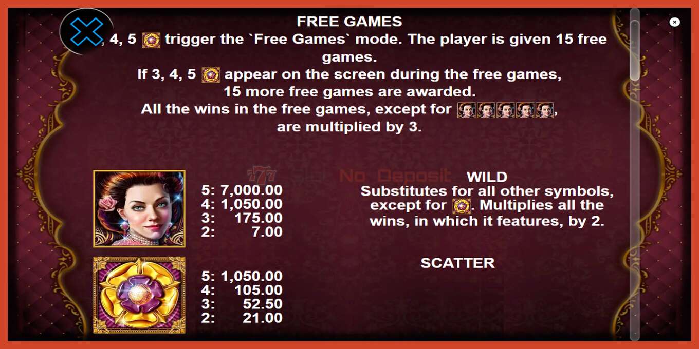 Slot screenshot: English Rose no deposit, number - 5