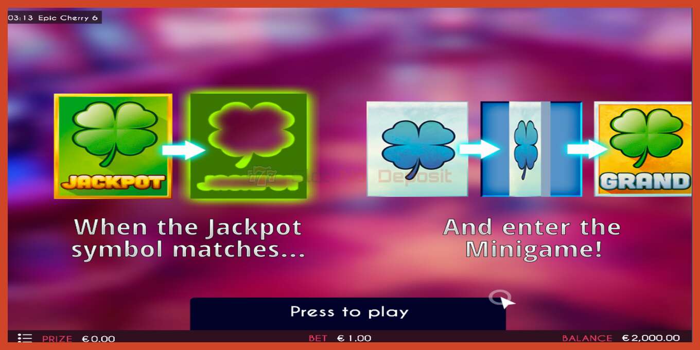 Slot screenshot: Epic Cherry 6 no deposit, number - 1