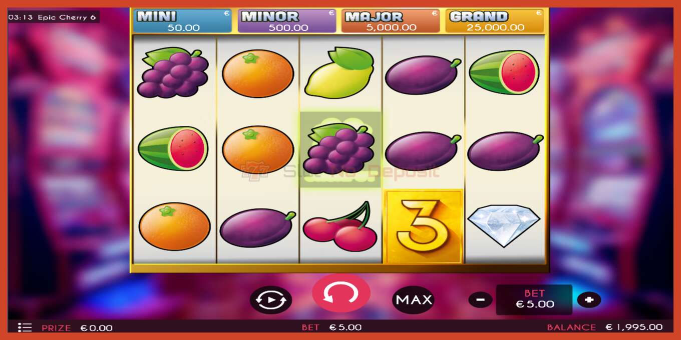 Slot screenshot: Epic Cherry 6 no deposit, number - 2