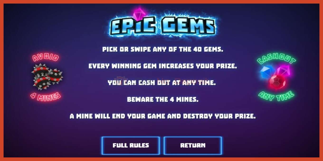 Slot screenshot: Epic Gems no deposit, number - 3