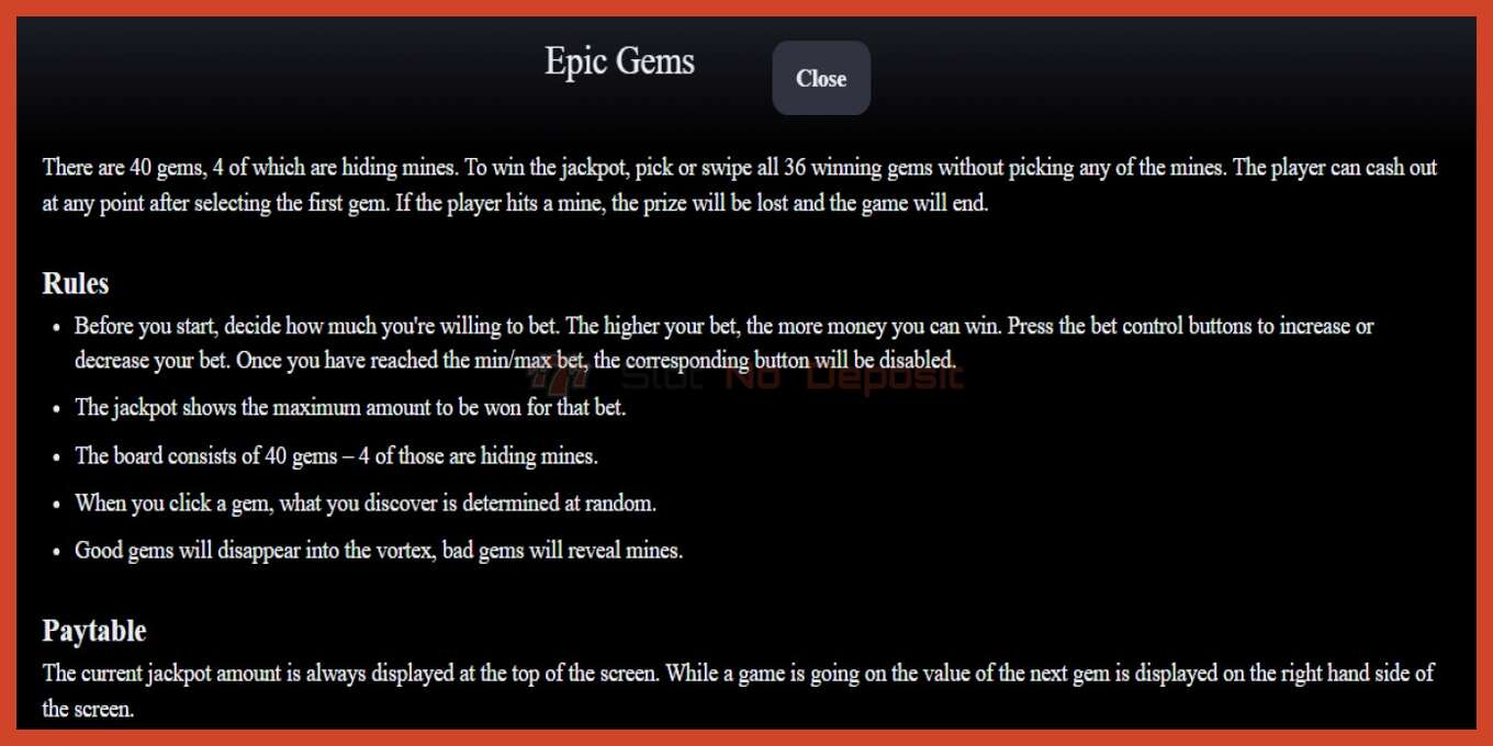 Slot screenshot: Epic Gems no deposit, number - 4