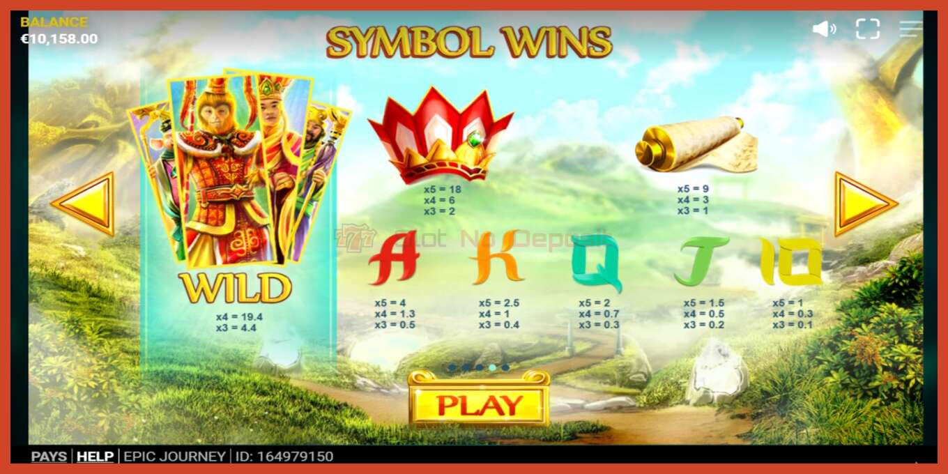 Slot screenshot: Epic Journey no deposit, number - 6