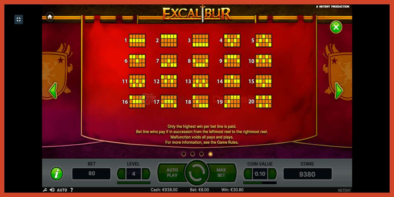 Slot skrinshoti: Excalibur depozit yoq, raqam - 9