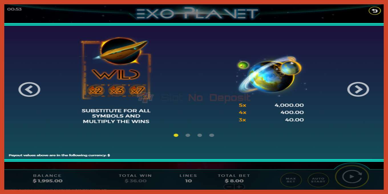 Slot screenshot: Exo Planet no deposit, number - 4