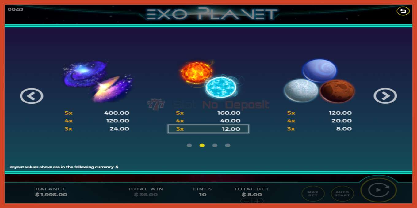 Slot screenshot: Exo Planet no deposit, number - 5