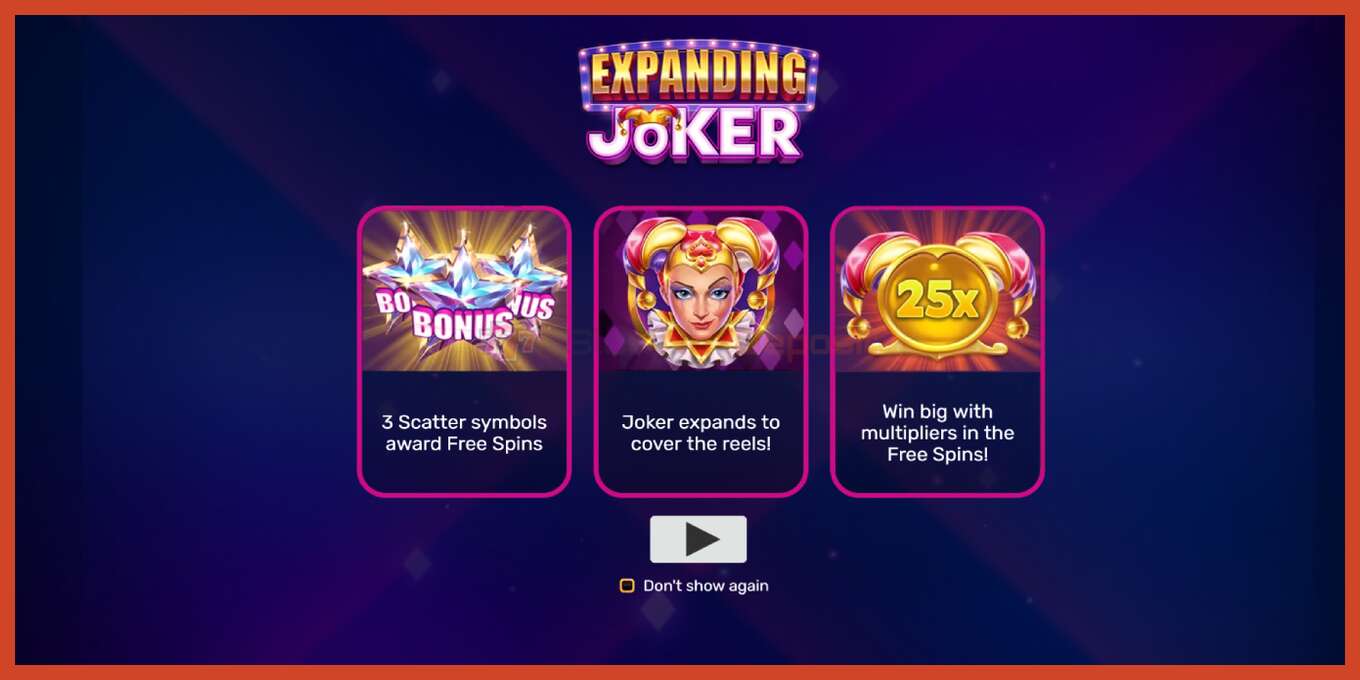 Snímka obrazovky slotu: Expanding Joker žiadny vklad, číslo - 1