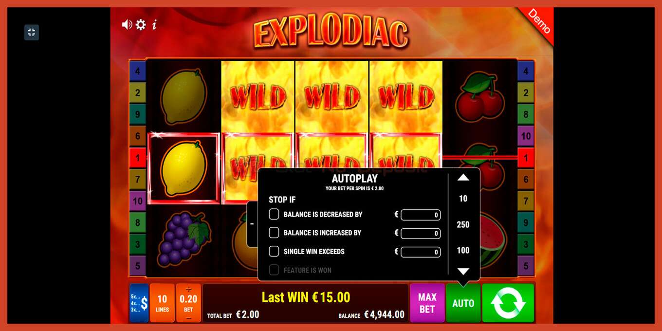 Slot screenshot: Explodiac no deposit, number - 7