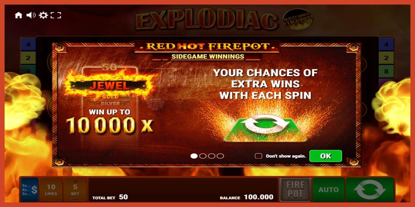 Slot screenshot: Explodiac Red Hot Firepot no deposit, number - 1