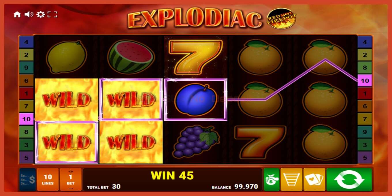 Slot screenshot: Explodiac Red Hot Firepot no deposit, number - 2