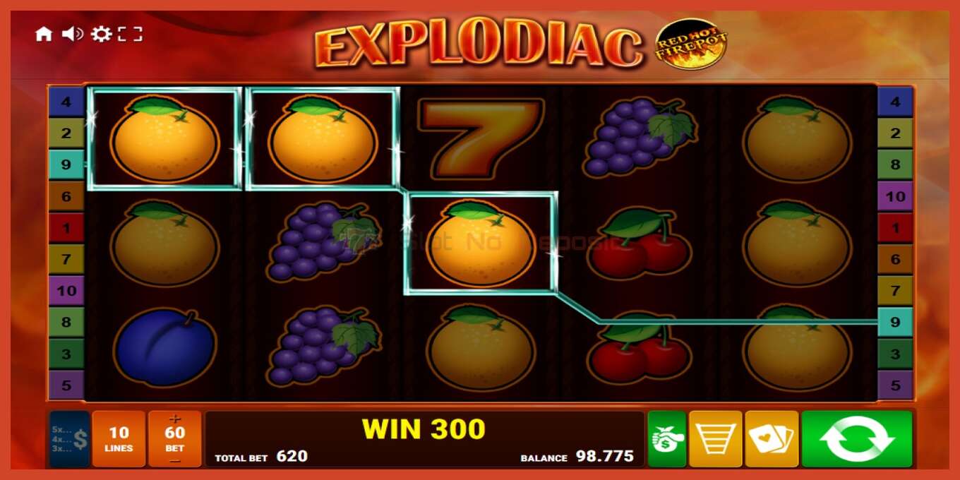 Slot screenshot: Explodiac Red Hot Firepot no deposit, number - 3