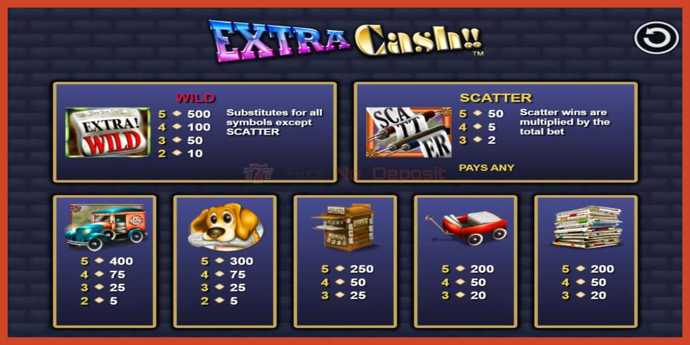 Slot screenshot: Extra Cash no deposit, number - 3